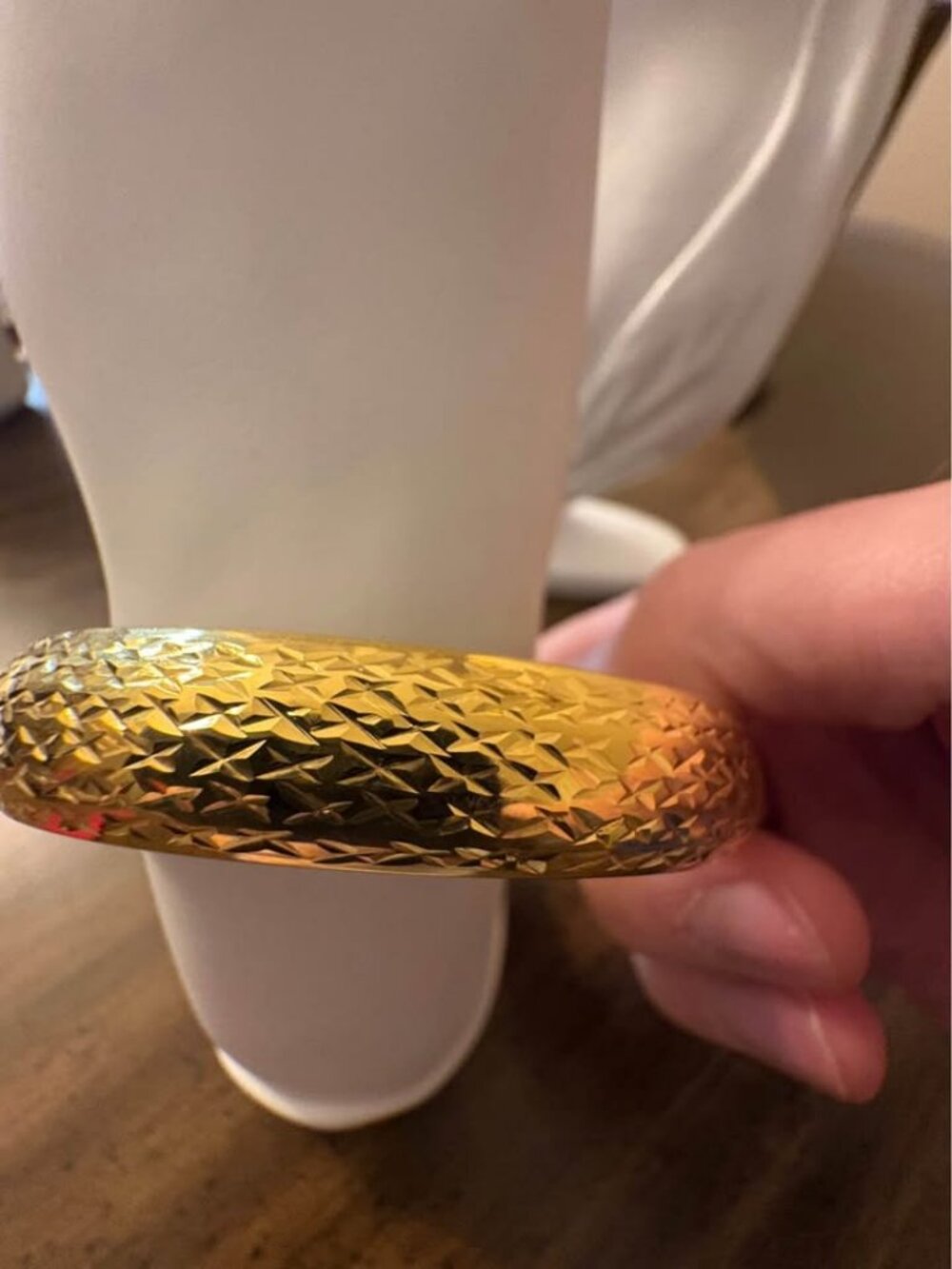 Gold-Over 925 Sterling Silver Diamond Cut Bangle 7.6 Grams